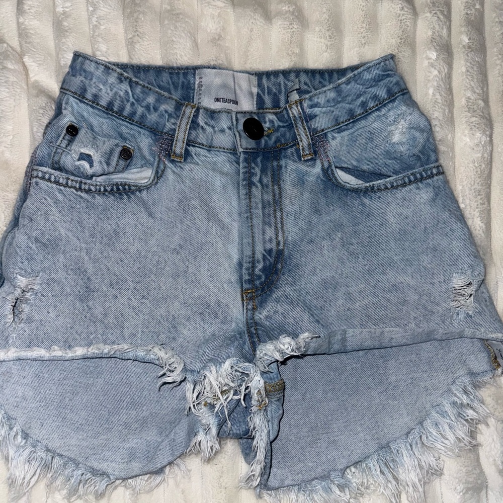 One teaspoon Denim Blue Distressed Women's Shorts